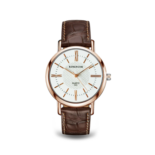 montre à quartz avec bracelet en cuir