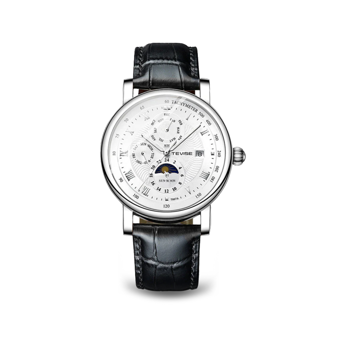 Montre mécanique automatique de luxe en cuir