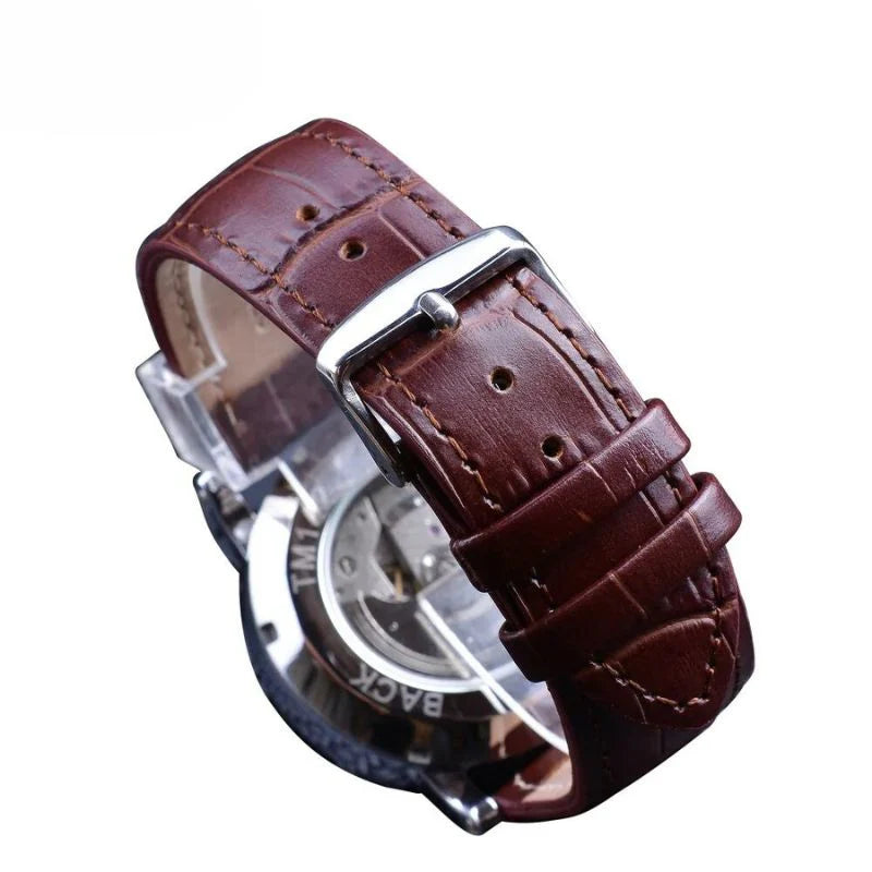 Montre de Luxe Entièrement Automatique en Cuir à la mode