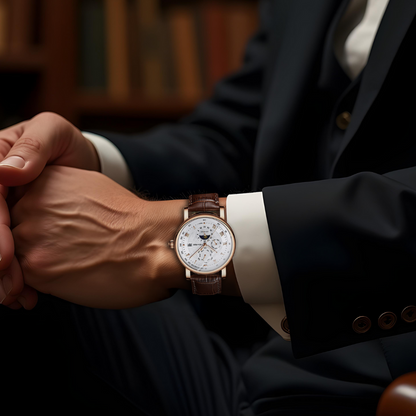 Montre mécanique automatique de luxe en cuir