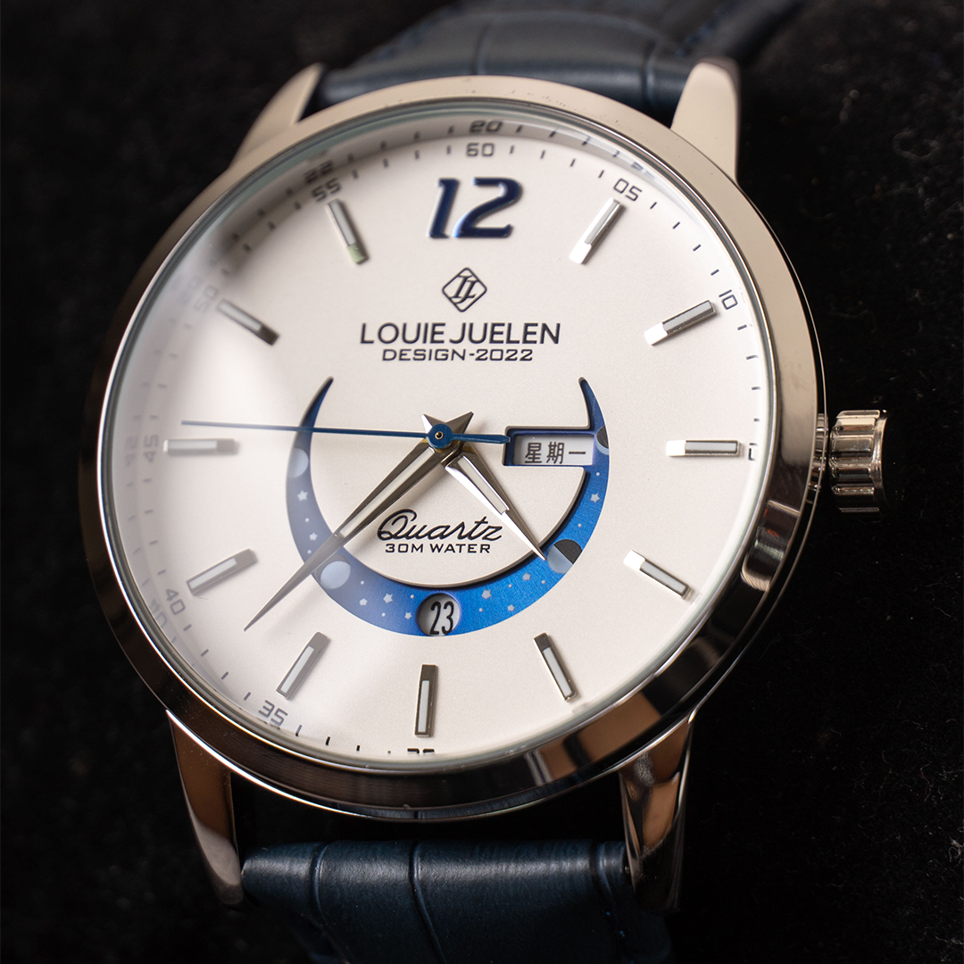 Montre élégante à phase de lune lumineuse