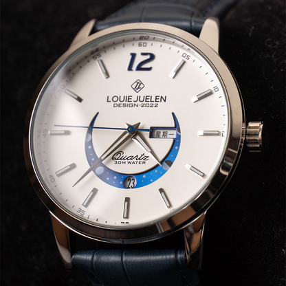 Montre élégante à phase de lune lumineuse