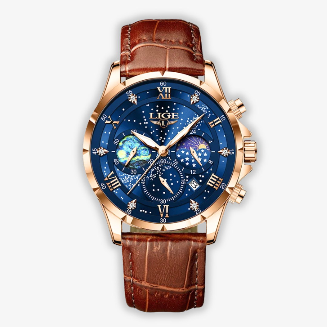 Montre élégante à phases de lune