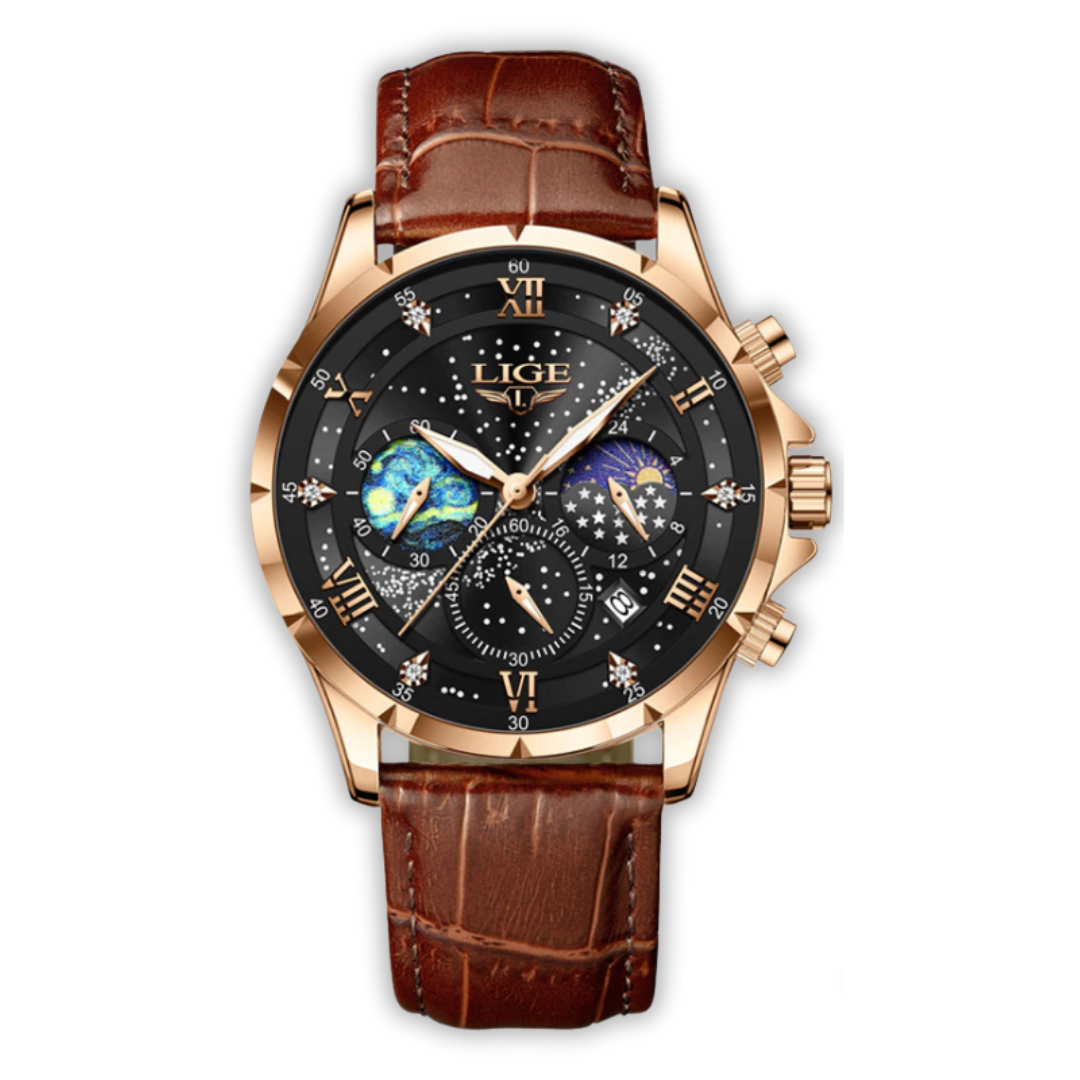 Montre élégante à phases de lune