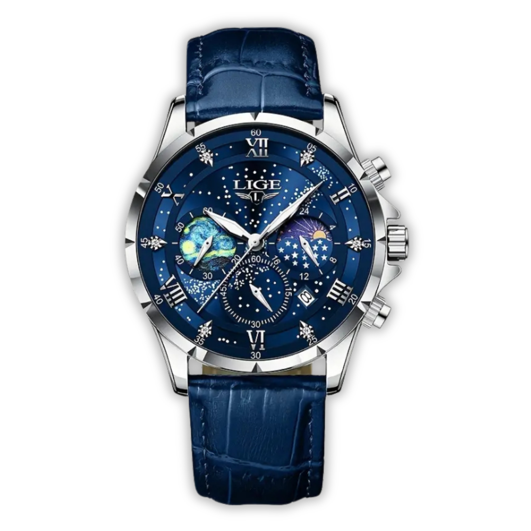 Montre élégante à phases de lune