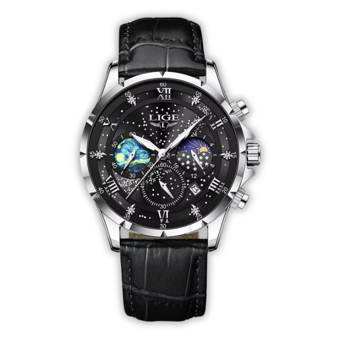 Montre élégante à phases de lune