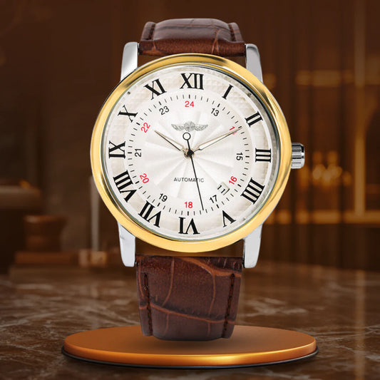 Montre de Luxe Entièrement Automatique en Cuir à la mode